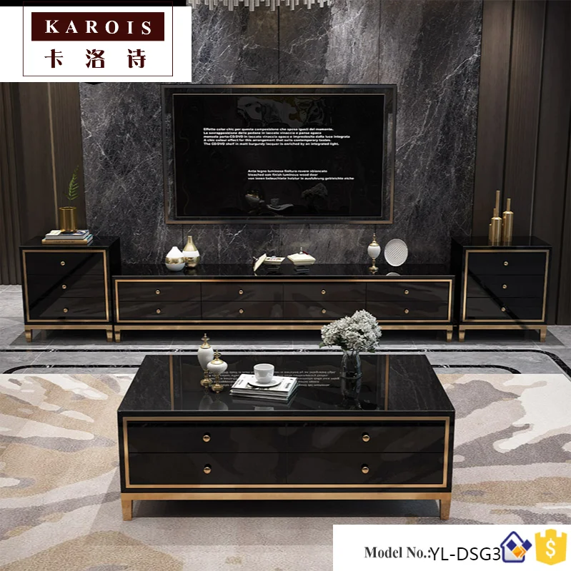 Современный минималистичный ТВ шкаф из титанового сплава и закаленного стекла