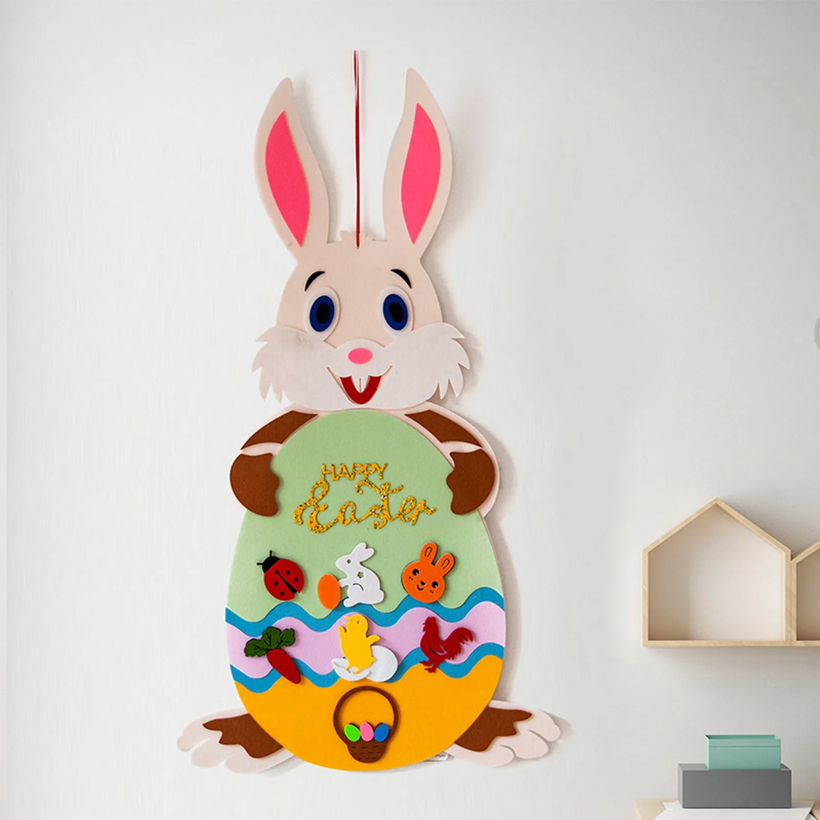 

1PC Easter Bunny DIY Pendants Home Decoration Accessories Felt Wall Hanging Children's Easter Gift Handmade Felt Festival Decor