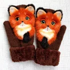 перчатки варежки женские зимние, теплые вязаные перчатки из плюша, модные милые перчатки для женщин на осень и зиму