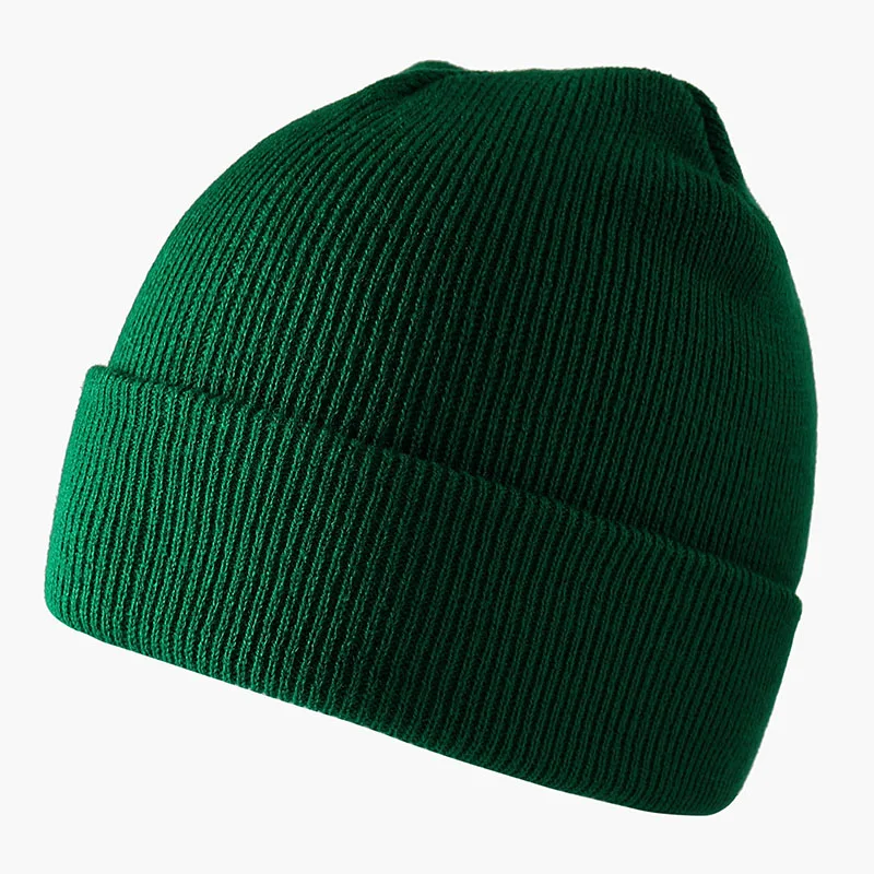 Dark Green Зимние шапки, короткие шапки с манжетами, теплые Универсальные шапки для женщин, короткое трикотажное эластичное шапочка, Повседневная дышащая растягивающаяся шапка - Цвет: Dark Green