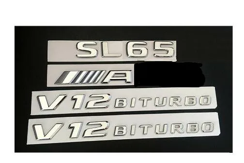 Хром SL65 Для AMG V12 BITURBO багажника крыло значки-Эмблемы для Mercedes | Автомобили и