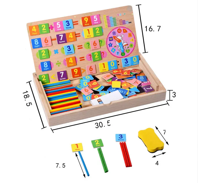 

Magnetic multifunction digital rod learning box, Count rods 100pcs, Magnetic digital puzzle 80, Wooden children's puzzle toys