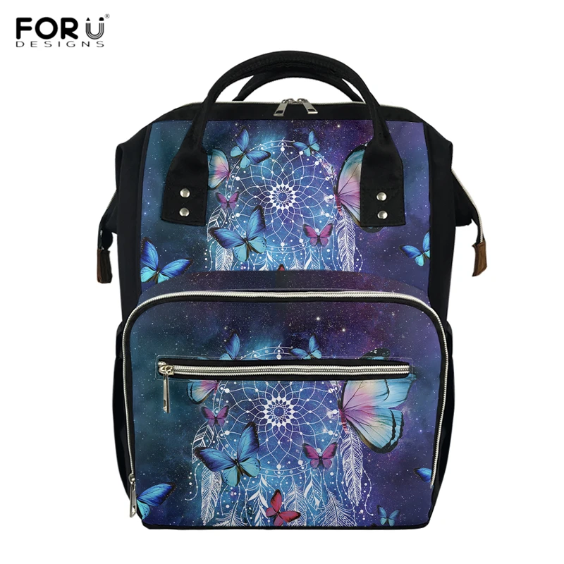 

Большой рюкзак FORUDESIGNS для мам для подгузников, Ловец снов, бабочки, 3D принт, модные рюкзаки для мам, сумка для коляски, уход за ребенком