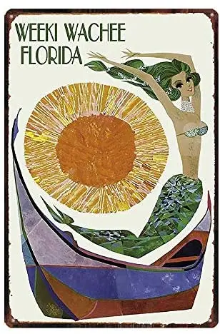 

Vincenicy Metal Sign Great Aluminum Tin Sign Weeki Wachee Florida Sign 12" X 8"
