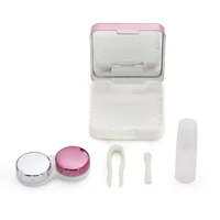 1pcs abs plastic square mirror cover colorful contact lens case travel container holder storage soaking box case hot sale
