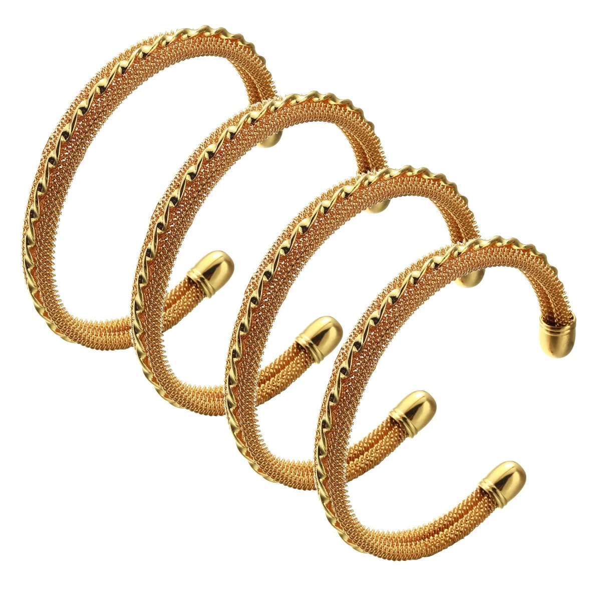 

Незамкнутые ювелирные изделия золотого цвета, 4 шт., регулируемые браслеты из Твила, Браслет-манжета для женщин и мужчин, свадебные украшения свободного размера