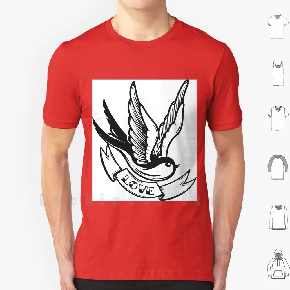 Футболка для старой школы с татуировкой Ласточка хлопковая футболка сделай сам