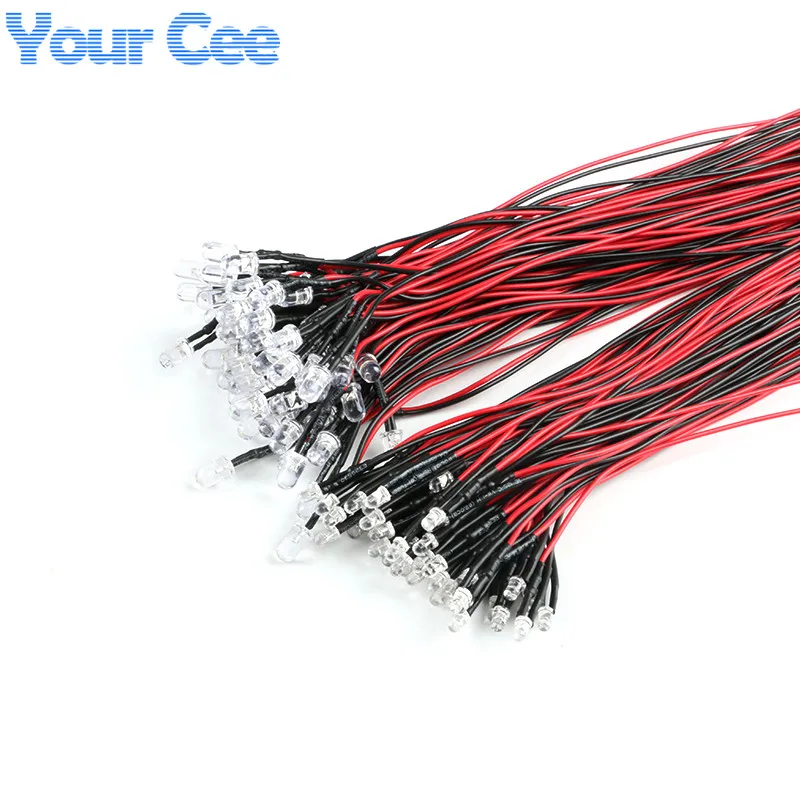 Предварительно проводсветодиодный ная лампа 10 шт. 3 мм F3 20 см белый красный