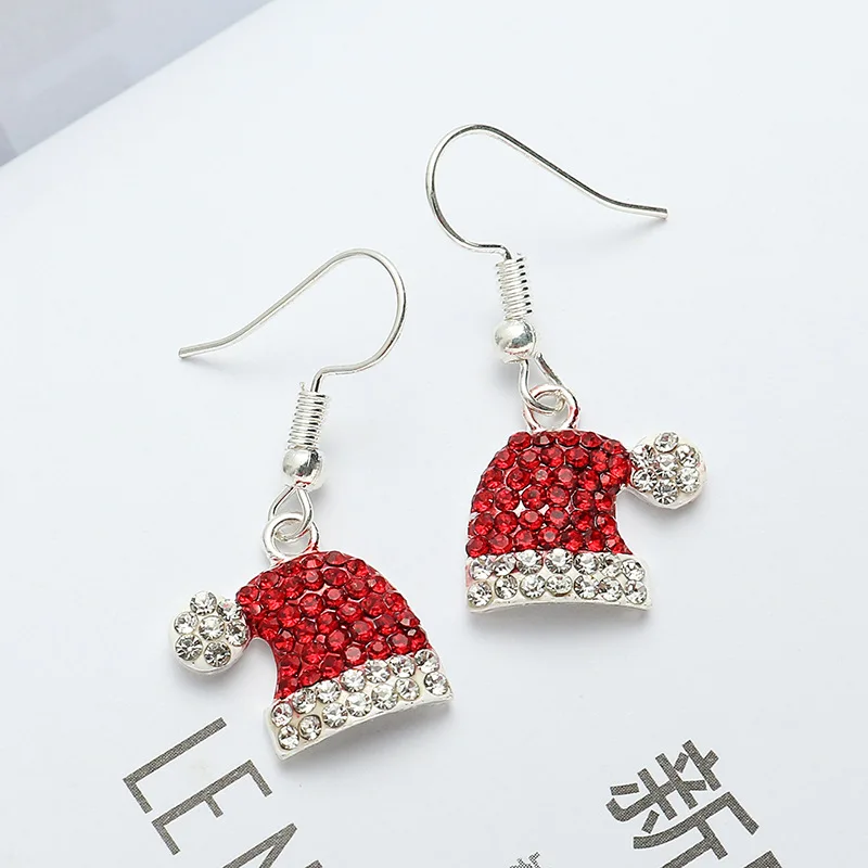 

1 Pair Santa Hat Xmas Jewelry Gifts Red Stud Earrings Christmas Women