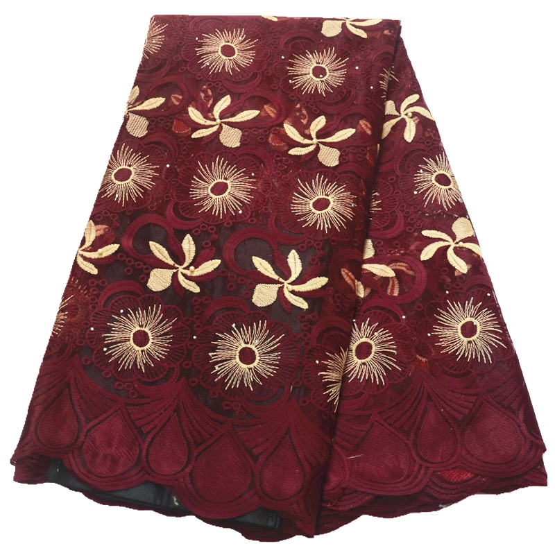 Последняя коричневая красная нигерийская кружевная ткань 2019 высокое качество