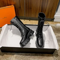 women boots punk fashion sexy light lace up mid calf waterproof comfy party street gothic black autumn shoe botas femininas 2021