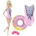 Милое пляжное платье ручной работы с бантом, бикини, купальники + случайный круг для плавания + тапочки для кукол Барби, аксессуары для кукол, кукла в купальнике