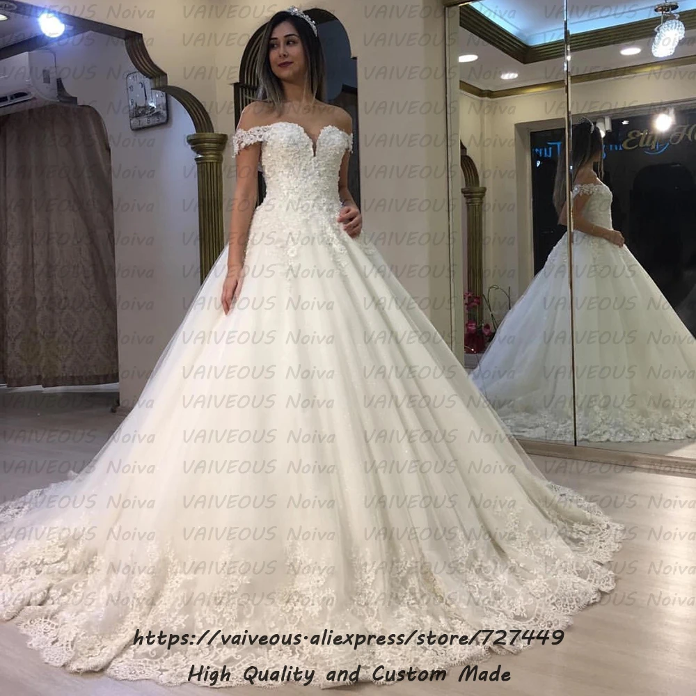 Vestido de Novia роскошное кружевное свадебное платье в стиле бохо сексуальное бальное платье с открытыми плечами Свадебные платья с халат с рукавами Mariage