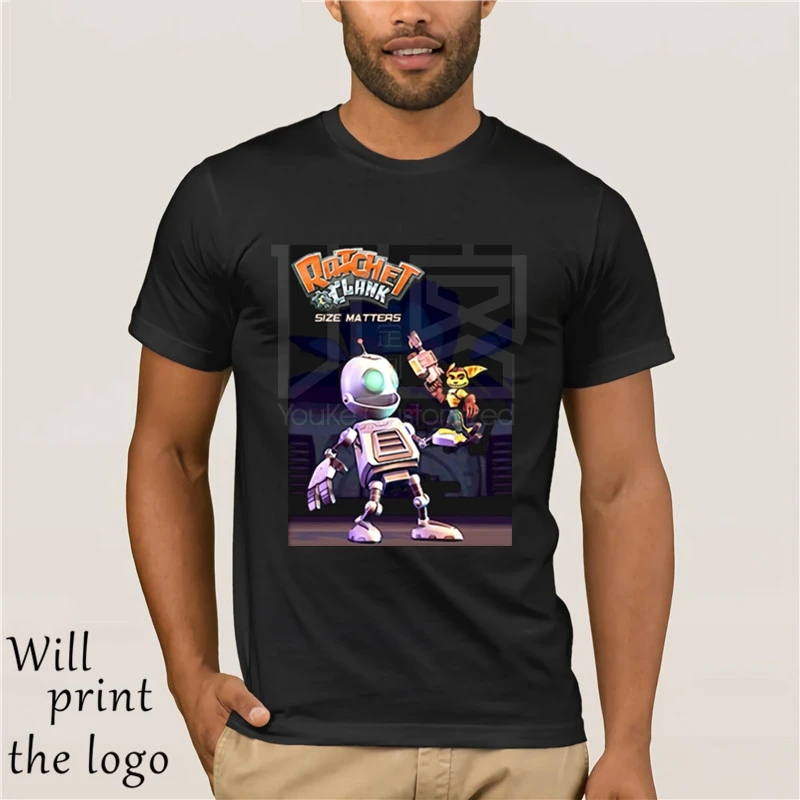Ratchet Clank Размер вопросы видео игры Футболка мультфильм футболка Мужская Унисекс