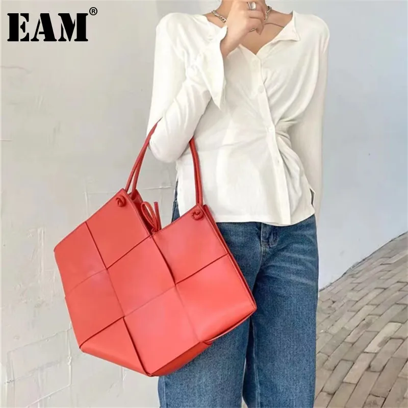 

Женская сумка-тоут [EAM], черная тканая сумка-тоут в форме сердца на одно плечо, 18A6031, 2021