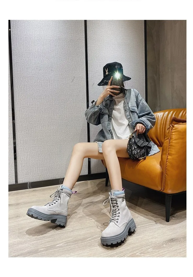 

2020 new Spring and Autumn style motorcycle boots versatile platform boots female fashion Martin boots