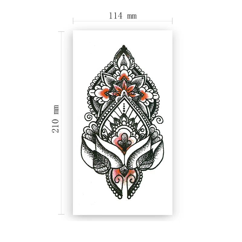 

Hannah Style Totem Temporary Tattoo Sticker Realistic Leaves Vatican Flowers Fake Tattoos Waterproof Tatoos Arm Large Size Women