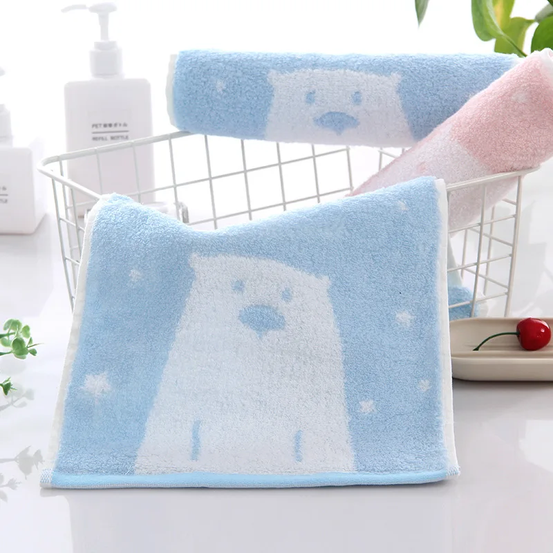 

25*50CM Cotton Baby Towel Home Daily Cartoon Cute Embroidered Bear Baby Towels Scarf Bath Stuff Cotton Baby Wash Facecloth Towel