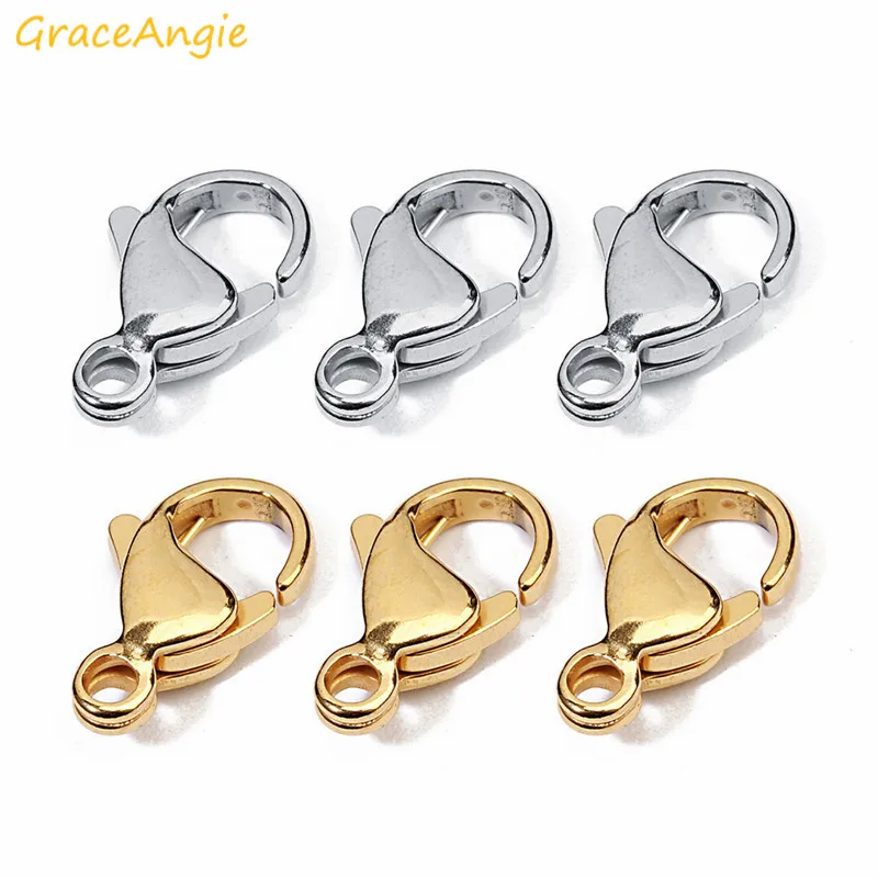

10pcs/pack lobster clasps hooks for jewelry Findings Necklace&Bracelet Chain DIY 9X6mm/13X8mm/15X9mm/11X17mm Stainless steel DIY