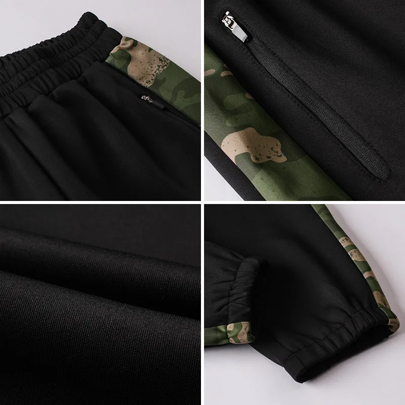 Мужские спортивные штаны для бега с карманами на молнии камуфляжные эластичные