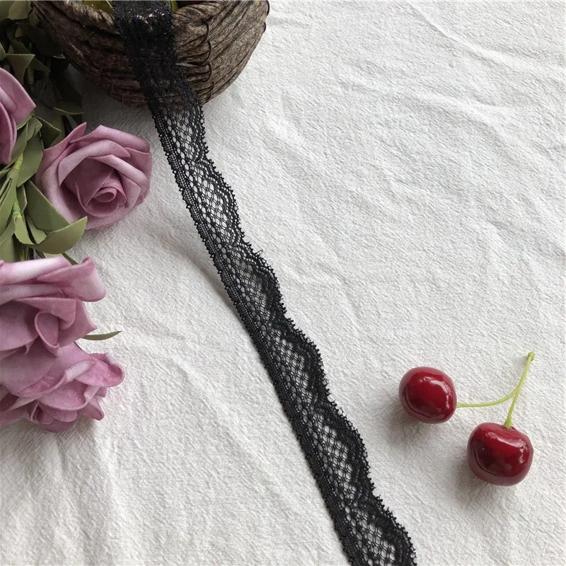 2,5 см S1622 Черная кружевная ткань для творчества, декоративная Высококачественная мягкая нейлоновая кружевная отделка, ткань для свадебного платья