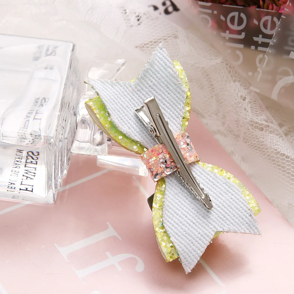 Блестящие банты для волос с блестками цветочные фотозажимы девочек украшения