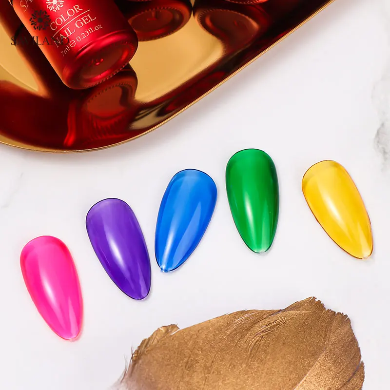 SAVILAND Радужный Янтарный Glasze гель Полный Цвет УФ для ногтей 10 мл 7 отмачиваемый Гель