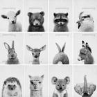 Набор для алмазной вышивки сделай сам, вышивка крестиком, кролик, олень, слон, черно-белая мозаика для детской комнаты, домашний декор