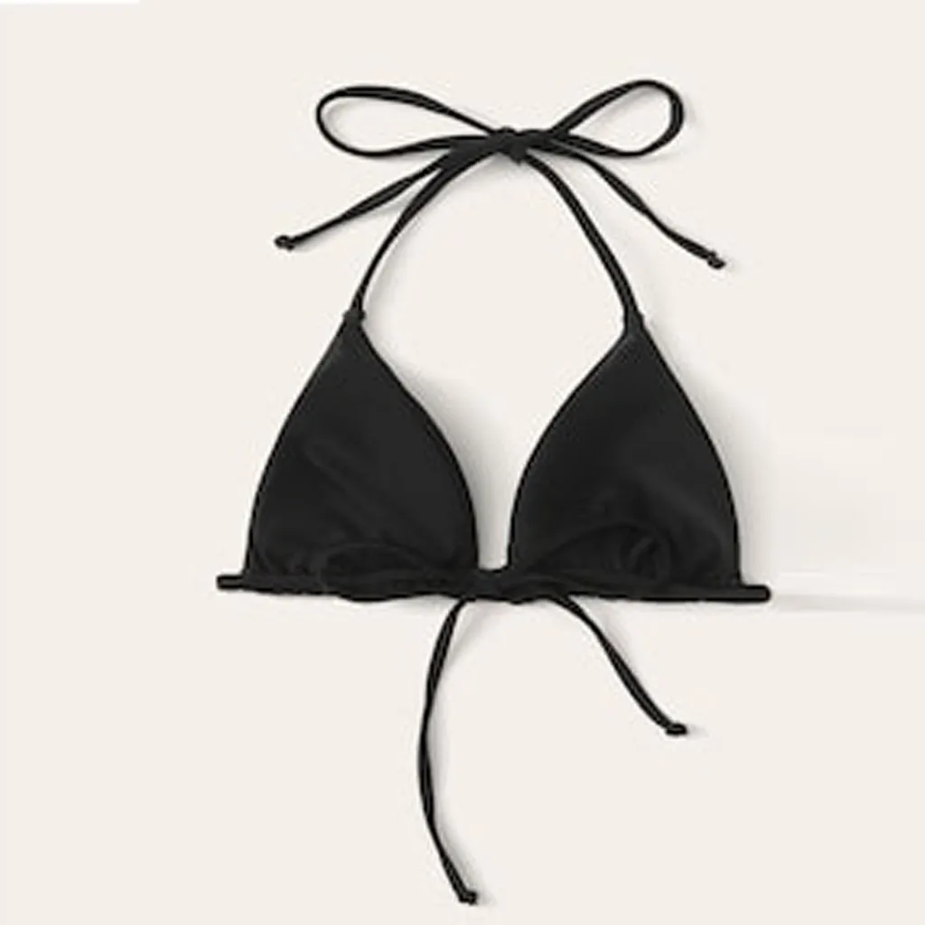 

Sexy Women Bandage Bikini Top Solid V-neck Bikini Top Women Sexy Single Padded Bra Tank Top 2021 Swimwear Bathing Bra Top D8