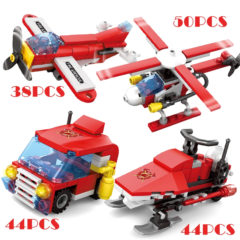 8 в 1 пожарная станция вертолетные грузовики корабельные лодки строительные