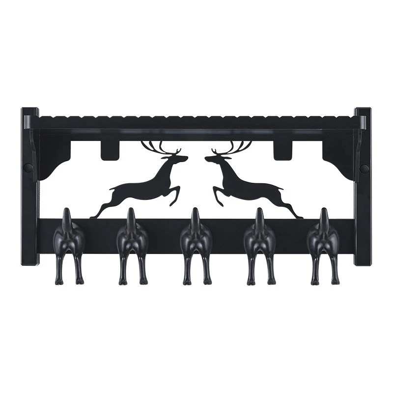 

Wall-Mount Coat Rack With 5 Hooks Punch-free Wall Shelf Coat Hook Rail For Bathroom Dcor Closet Room Kitchen Accessory Cocina