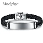 Новый модный персонализированный браслет Modyle из нержавеющей стали с подвесками, плетеный мужской браслет из натуральной кожи, ювелирные изделия на заказ