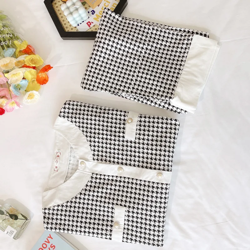 

Spring Autumn Long Sleeve Plaid Cotton Maternity Nursing Sleepwear Sets Feeding Pajamas Suits Clothes for Pregnant Women Home
