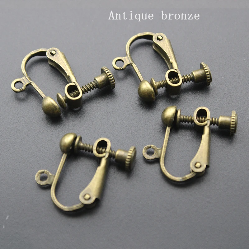 antique bronze 20 шт./лот, медный материал, зажим для ушей, сделай сам, ручная работа, серьги, фурнитура для ювелирных изделий, запчасти, Z1056 - Цвет: antique bronze