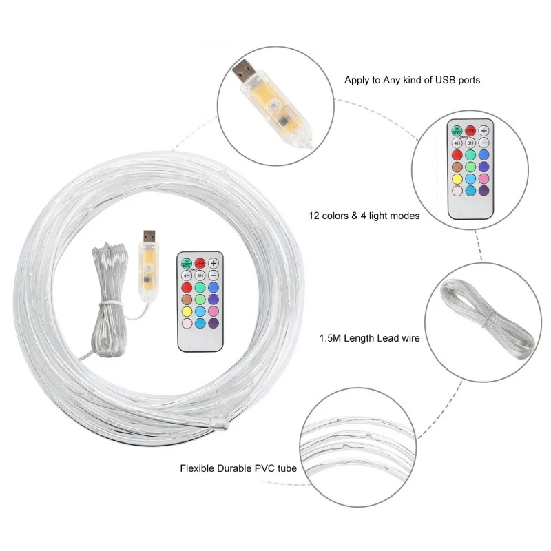 

20M Outdoor RGB String Light Remote control LED Linear Point Lights Waterproof Decoration Light Strips Point-Controlled Lamps