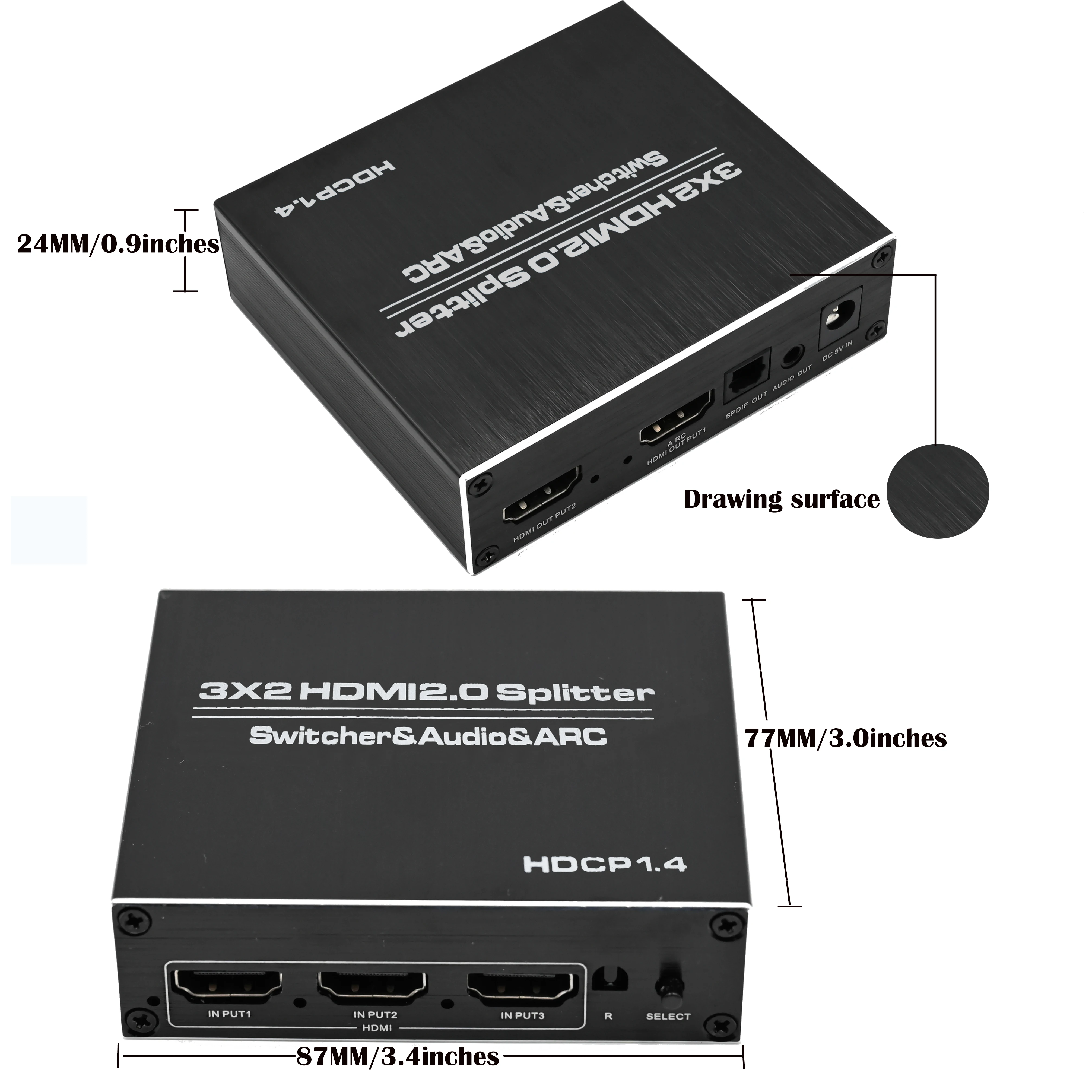 HDMI сплиттер 3X2 4K @ 60 Гц 3 5 мм hdmi аудио экстрактор переключатель с оптическим TOSLINK & R/L
