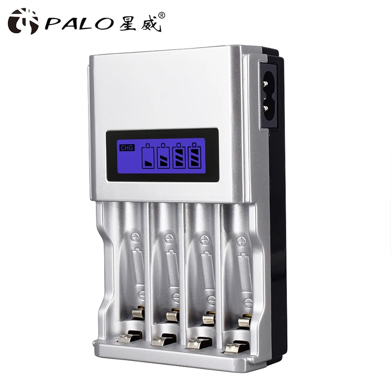 PALO,, 4 слота, ЖК-дисплей, умное зарядное устройство для аккумуляторов AA, AAA, аккумуляторная батарея, 1,2 в, Ni-MH, NI-CD, батареи
