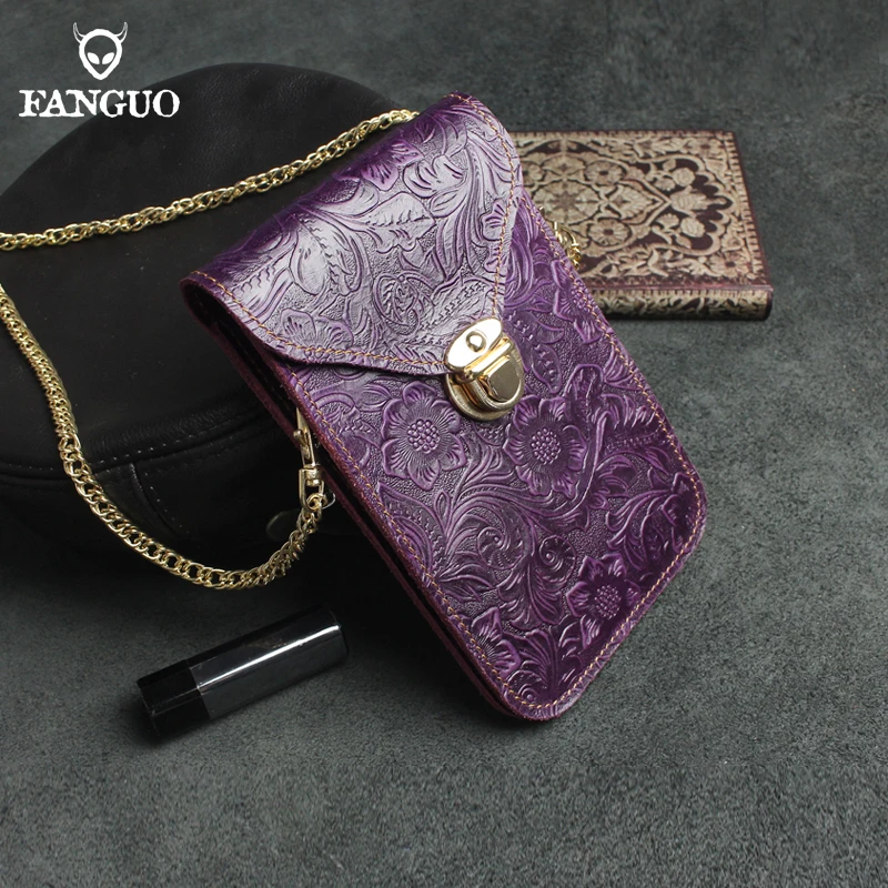 Универсальная сумка для сотового телефона из натуральной кожи с карманом на