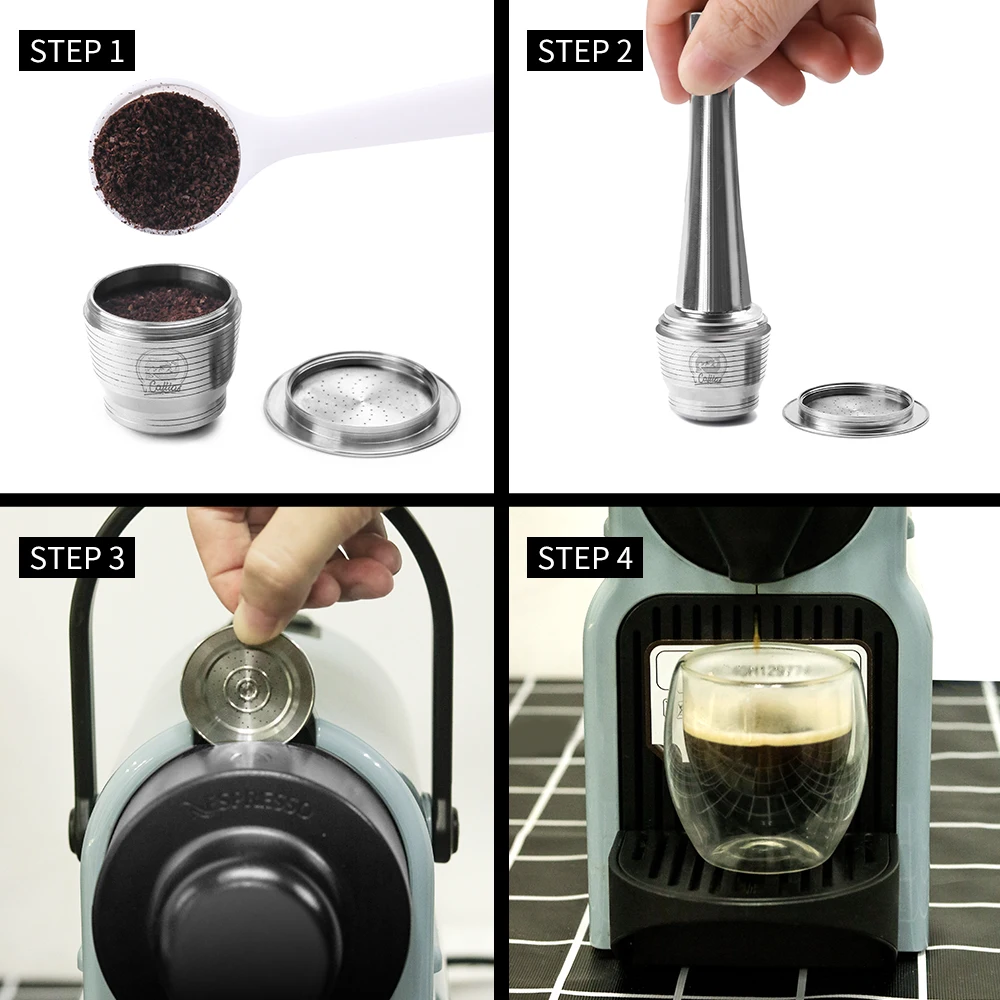 Многоразовые кофейные капсулы для фильтра Nespresso черная мини-корзина порошка