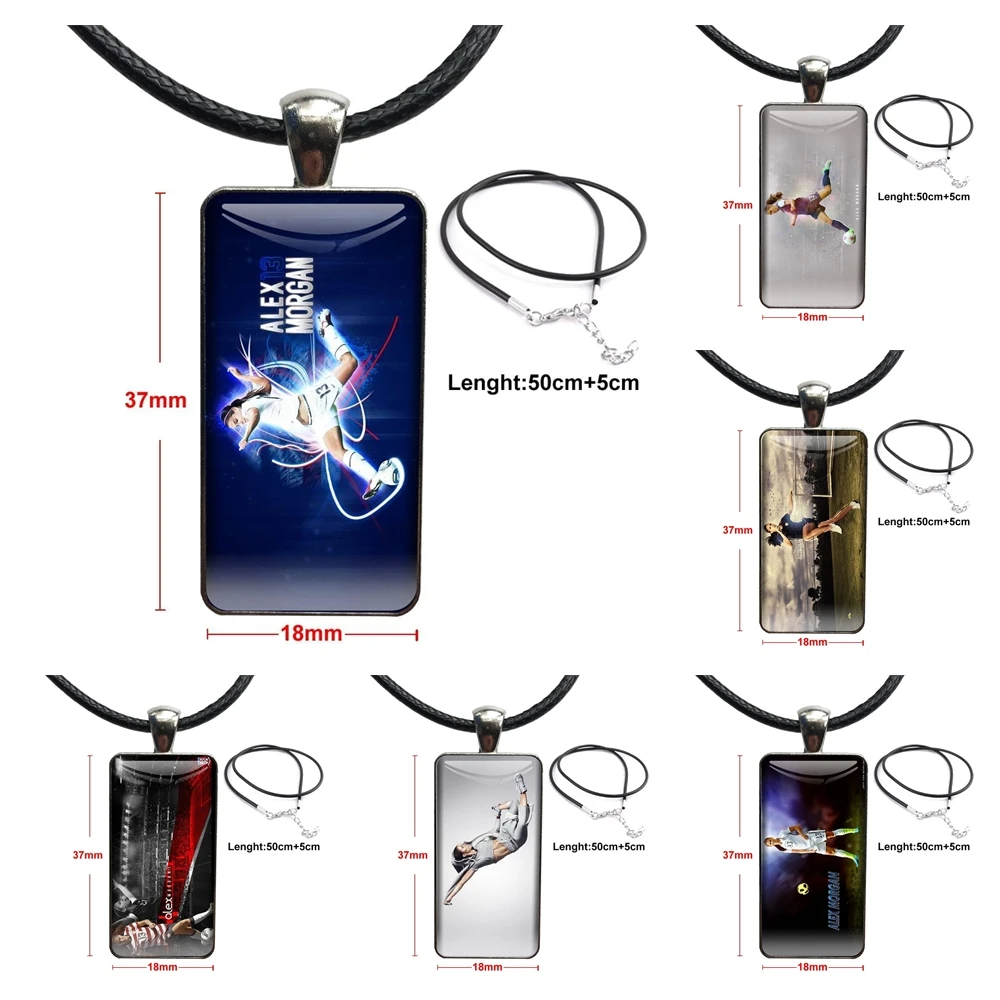 Модный кулон с кабошоном из стекла на цепочке с покрытием из стали для женщин, украшение в стиле стейтмент с футболисткой Алекс Морган, подарок для девочек.