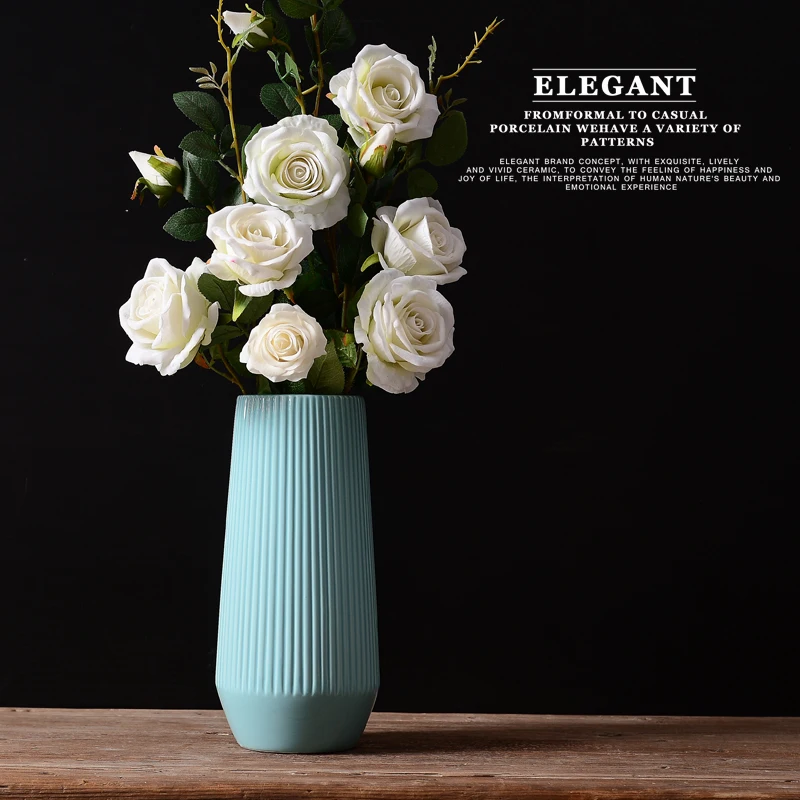 Ваза белая синяя керамическая ваза простые современные сушеные цветы вазы