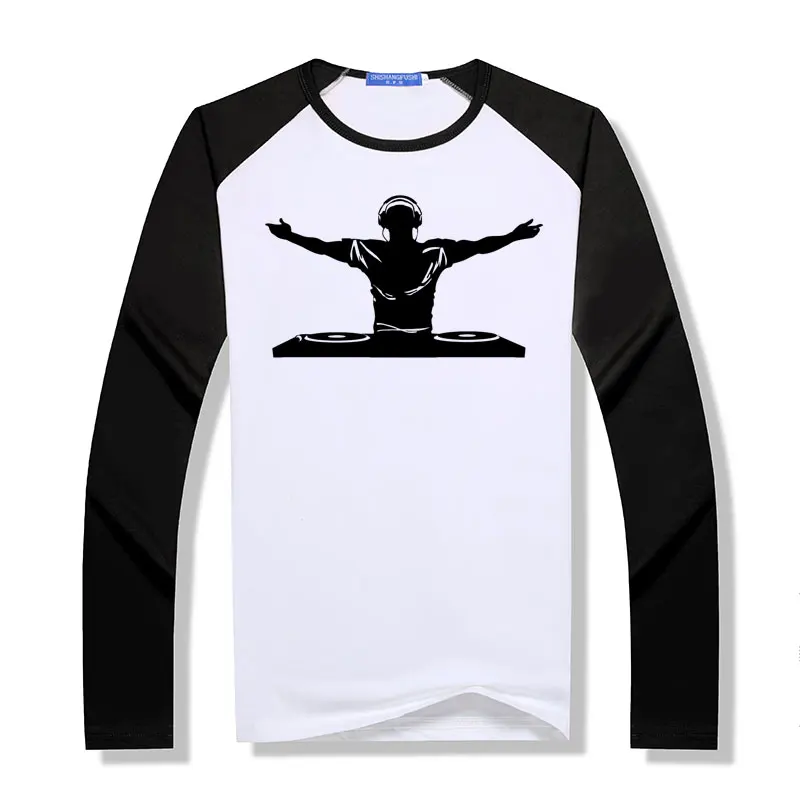 

DJ Music Disco Headphone Bar Nightclub T Shirt Long Sleeve Modal Tee Shirt Round Neck crash T Shirt O Neck raglan Plus Size Tees