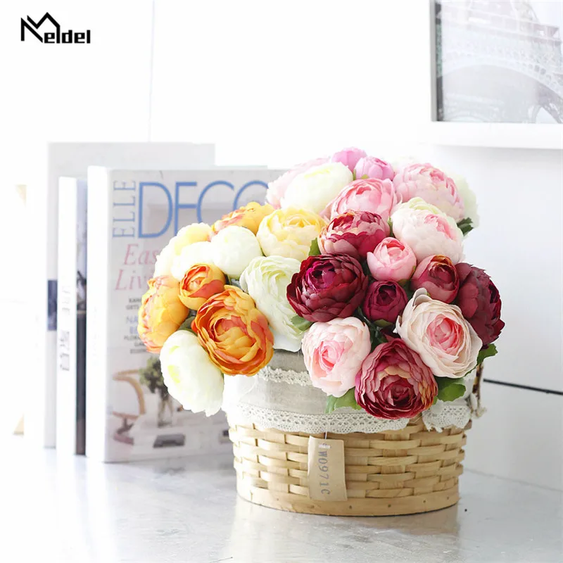 Искусственный цветок Meldel искусственный шелк 10 цветов розы лотоса букет подружки