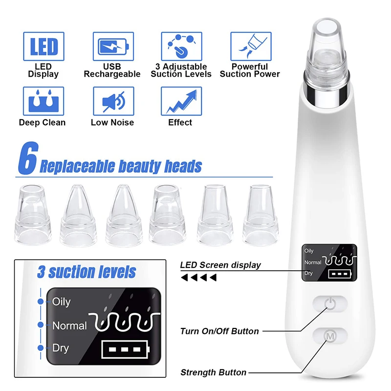 Черное очищающее средство от черных точек вакуумный уход за лицом для акне