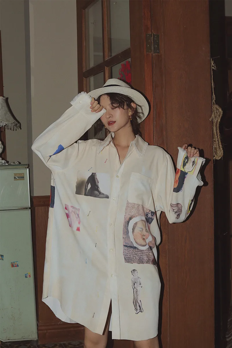 Осенняя Свободная рубашка Cheeart с длинным рукавом 2020 длинная на пуговицах для