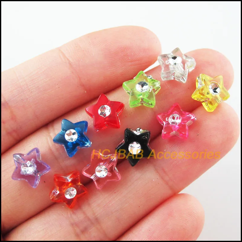 

150Pcs Crystal Star Mixed Acrylic Plastic Spacer Beads Charms 9mm