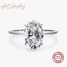 Ailmay 3CT Wedding Ring 925 Sterling Silver Oval Clear Zirconia Engagement Rings For Women Fine Jewelry Valentine's Day GIFT