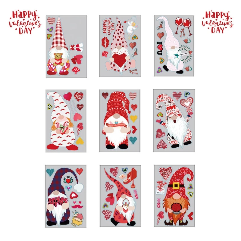 9 шт ко Дню Святого Валентина стикер на стену в форме сердца рождественские гном