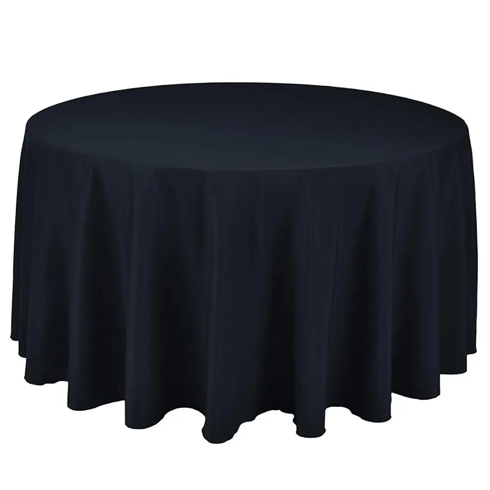 Темно-синий 305 см Круглый полиэстер Обычная Скатерть для украшения свадебной