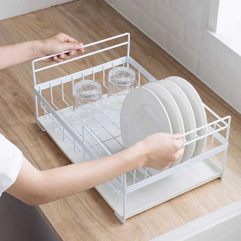 

Kitchen Storage Organizer Dish Drainer Drying Rack Kitchen Sink Holder Tray for Plates Bowl Cup Tableware Shelf Basket